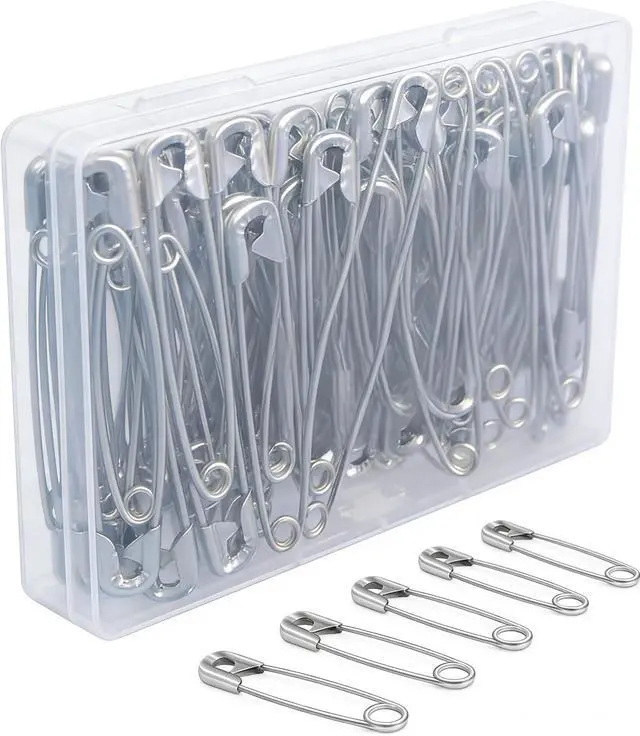 Main image of 60pcs Silver Safety Pins, 55mm/2.2inch Extra Large Safety Pins Bulk for Clothes, Sewing, Crafts, Jewelry Making, Rust Resistant Safety Pins for Home, Office, Tailor Use