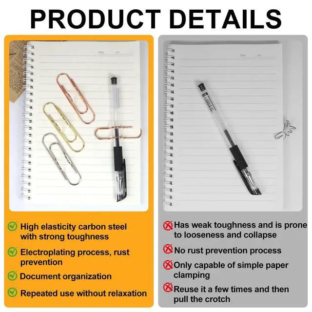 Alt view image 3 of 7 - 12 Pcs Metal Pen Clips Portable Pen Holder Clip | for Notebook Papers Journal Planner Paperclip Bookmark Stationery Tool Office Supplies (Gold/Silver/Rose Gold)