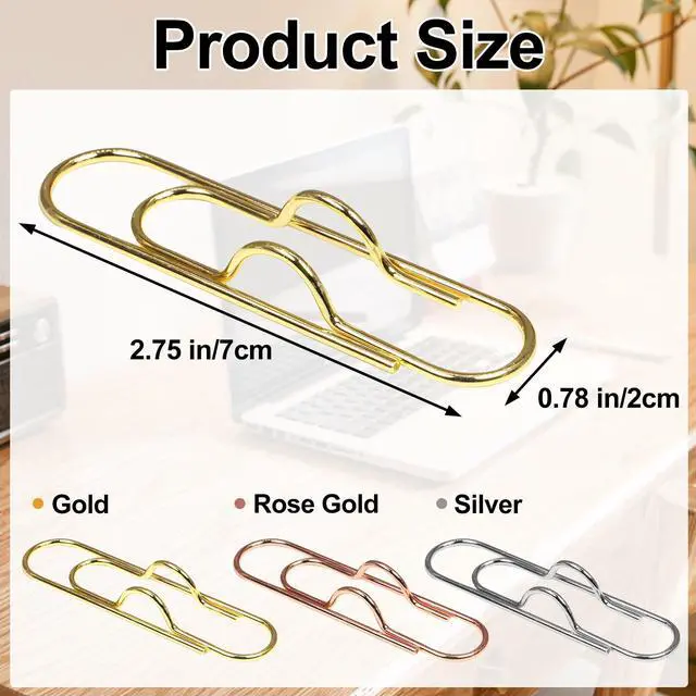 Alt view image 2 of 7 - 12 Pcs Metal Pen Clips Portable Pen Holder Clip | for Notebook Papers Journal Planner Paperclip Bookmark Stationery Tool Office Supplies (Gold/Silver/Rose Gold)
