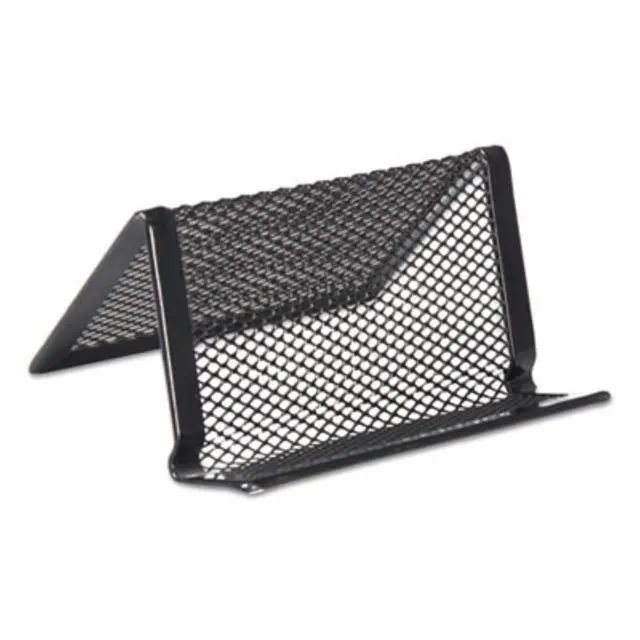 Alt view image 2 of 2 - Universal Mesh Metal Business Card Holder, Holds 50 2.25 X 4 Cards, 3.78 X 3.38 X 2.13, Black