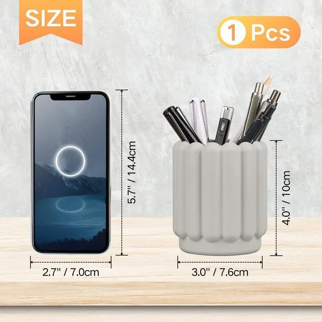 Alt view image 2 of 7 - Silicone Pen Holder, Pencil Holder Cute Pens Cup for Desk for Kids Office Decor Desk Accessories Pen Pot Desk Organizer (Light Gray)