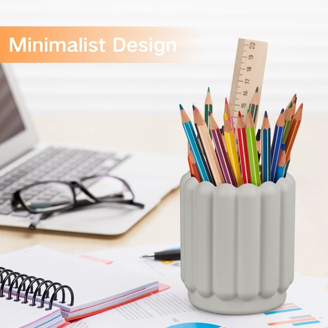 Alt view image 3 of 7 - Silicone Pen Holder, Pencil Holder Cute Pens Cup for Desk for Kids Office Decor Desk Accessories Pen Pot Desk Organizer (Light Gray)