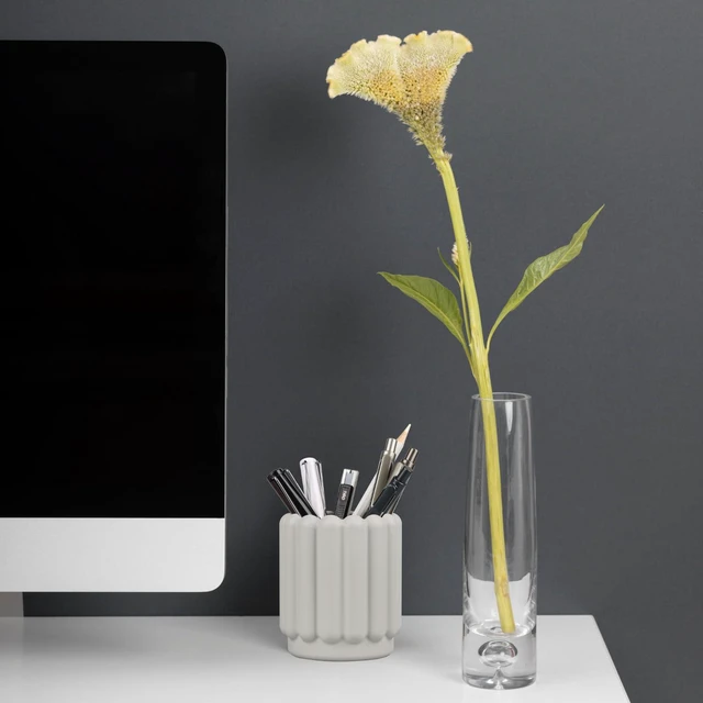 Alt view image 6 of 7 - Silicone Pen Holder, Pencil Holder Cute Pens Cup for Desk for Kids Office Decor Desk Accessories Pen Pot Desk Organizer (Light Gray)
