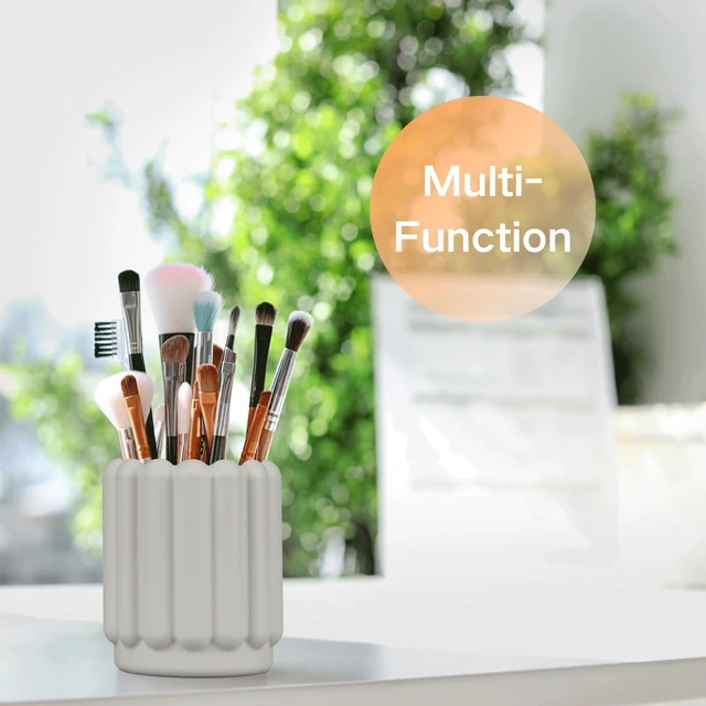 Alt view image 5 of 7 - Silicone Pen Holder, Pencil Holder Cute Pens Cup for Desk for Kids Office Decor Desk Accessories Pen Pot Desk Organizer (Light Gray)