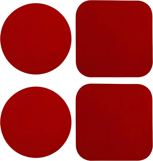 Main image of 4PCS Jar Opener Set Multi-Function Silicone Bottle & Lid Gripper Pads, 2 Round + 2 Square Rubber Coasters Non-Slip Kitchen Gadgets (Red)