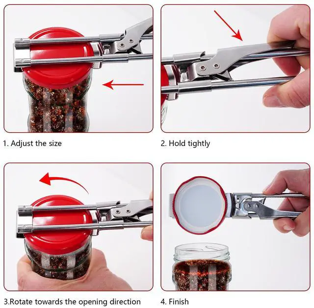 Alt view image 4 of 6 - Jar & Bottle Opener, Adjustable Multifunctional Stainless Steel Can Opener Jar Lid Gripper, Manual,Kitchen Accessories