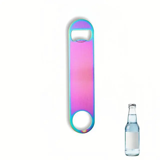 Main image of Rainbow Stainless Steel Flat Bottle Opener, Heavy Duty Manual Bottle Opener, Portable Pocket Opener Tool for Bar, Kitchen, Dining Room, Party & Daily Use (5 Inch)