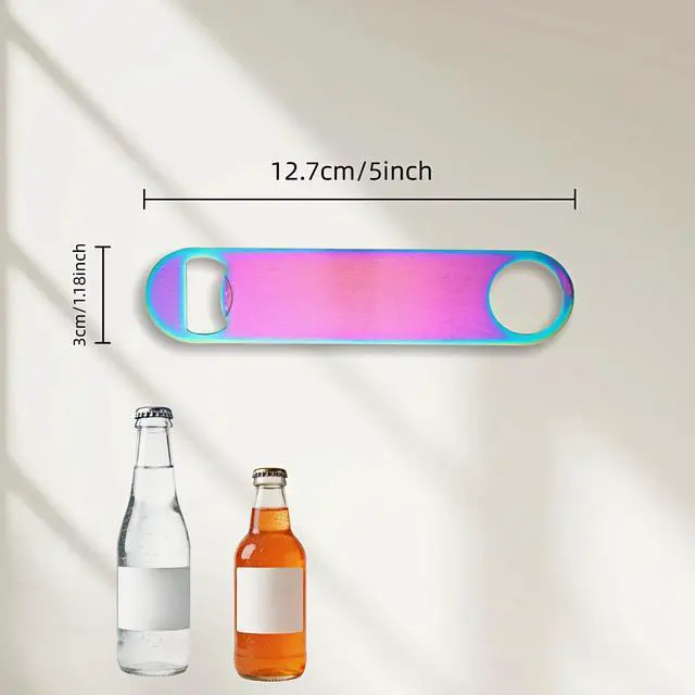 Alt view image 2 of 7 - Rainbow Stainless Steel Flat Bottle Opener, Heavy Duty Manual Bottle Opener, Portable Pocket Opener Tool for Bar, Kitchen, Dining Room, Party & Daily Use (5 Inch)