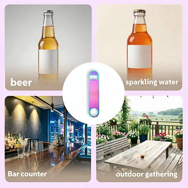Alt view image 7 of 7 - Rainbow Stainless Steel Flat Bottle Opener, Heavy Duty Manual Bottle Opener, Portable Pocket Opener Tool for Bar, Kitchen, Dining Room, Party & Daily Use (5 Inch)