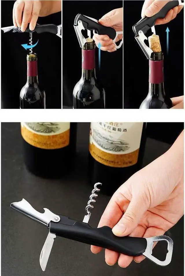 Alt view image 5 of 7 - Bottle Opener,Professional Wine Opener, Beer Bottle Opener,Dual Functionality,Ergonomic Grip Handle, Electroplating Process,Wine Corkscrew,Suitablefor Kitchen Restauant and Bar(Blown)