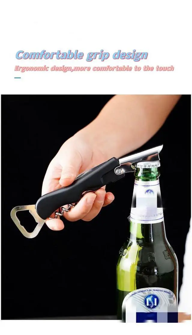 Alt view image 6 of 7 - Bottle Opener,Professional Wine Opener, Beer Bottle Opener,Dual Functionality,Ergonomic Grip Handle, Electroplating Process,Wine Corkscrew,Suitablefor Kitchen Restauant and Bar(Blown)