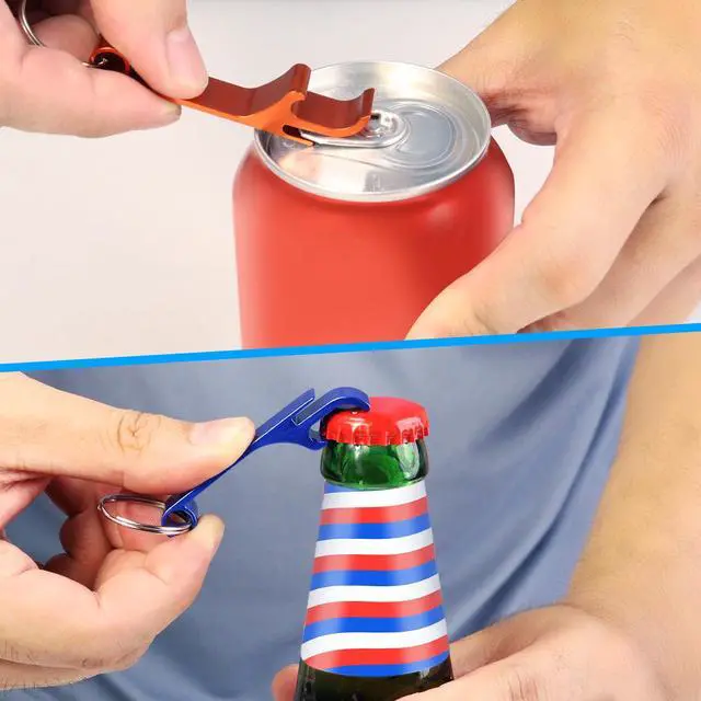 Alt view image 5 of 7 - 9 PCS Aluminum Beer Bottle Openers, Colorful Keychain Bottle Openers | Beer Opener,Portable Bottle Opener,Keychain Opener,Colorful Aluminum Bottle Openers Keychains,for Beer,Cans,Soda,9 Colors