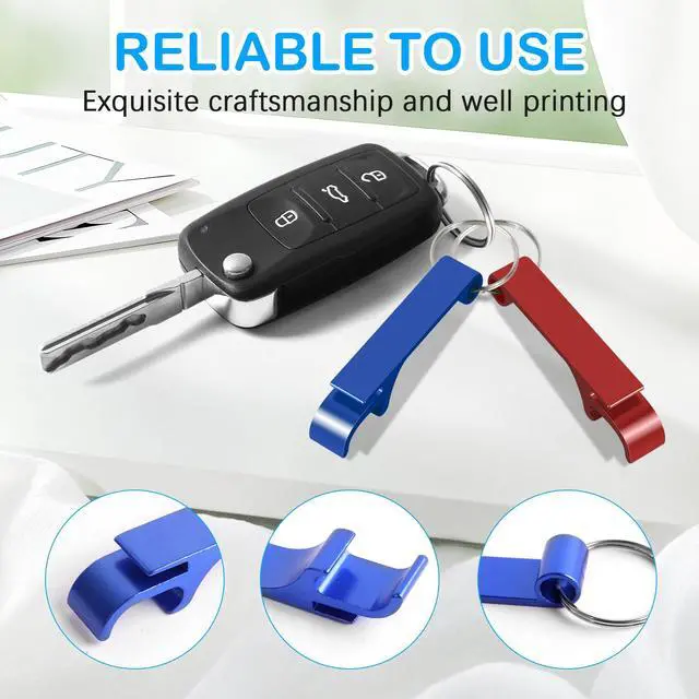 Alt view image 3 of 7 - 9 PCS Aluminum Beer Bottle Openers, Colorful Keychain Bottle Openers | Beer Opener,Portable Bottle Opener,Keychain Opener,Colorful Aluminum Bottle Openers Keychains,for Beer,Cans,Soda,9 Colors