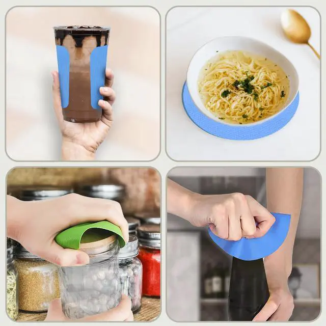 Alt view image 6 of 6 - 4PCS Rubber Jar Opener Gripper Pads for Seniors (Blue+Green) | Non-Slip Rubber Grips Open Tight Jars Easily. Ideal for Arthritis, Weak Hands. 4-Piece Set, Versatile For Bottles & Cans