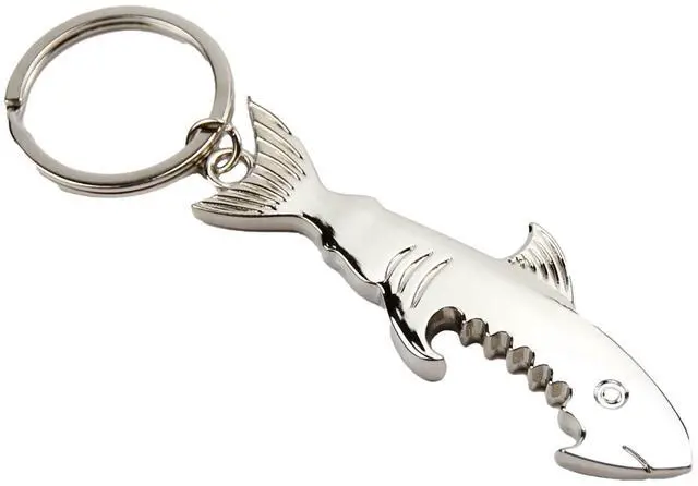 Main image of Creative Metal Corkscrew Shark Beer Bottle Opener Keychain Pendant