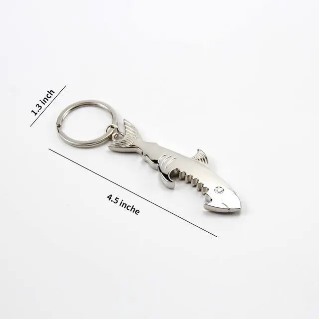 Alt view image 2 of 3 - Creative Metal Corkscrew Shark Beer Bottle Opener Keychain Pendant