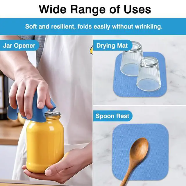 Alt view image 5 of 7 - 4PCS Multi-Function Rubber Jar Opener Silicone Bottle Lid Grippers for Seniors, Arthritis & Weak Hands Kitchen Coasters Included