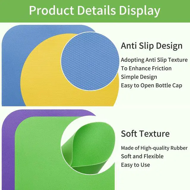 Alt view image 3 of 7 - 6 Pcs Jar Opener,Bottle Opener,Rubber Jar Openers for Seniors with Arthritis Weak Hands, Anti-Slip Gripper Pads for Bottles Cans Lids, Dual-Shape Kitchen Gadgets with Heat Insulation(6 Colors)