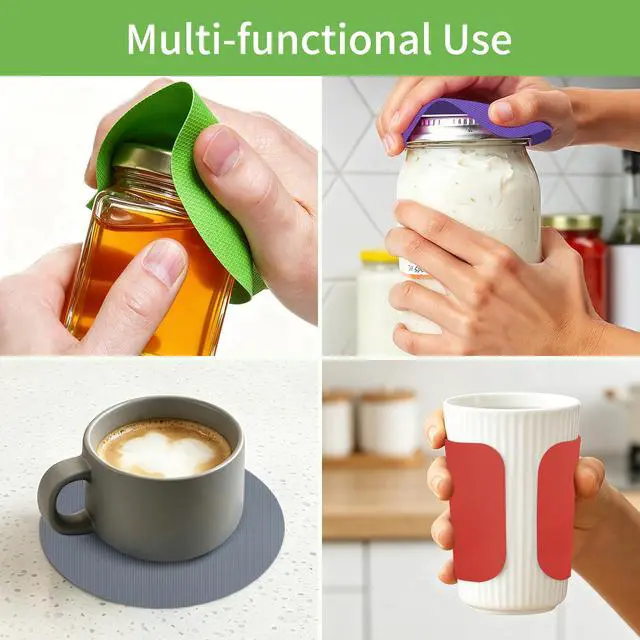 Alt view image 6 of 7 - 6 Pcs Jar Opener,Bottle Opener,Rubber Jar Openers for Seniors with Arthritis Weak Hands, Anti-Slip Gripper Pads for Bottles Cans Lids, Dual-Shape Kitchen Gadgets with Heat Insulation(6 Colors)