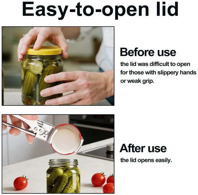 Alt view image 4 of 7 - 3pcs Adjustable Stainless Steel Jar Openers, Multifunctional Metal Manual Glass Can Bottle Tin Opener Jar Lid Gripper for Seniors & Weak Hands Kitchen Gadgets Accessories