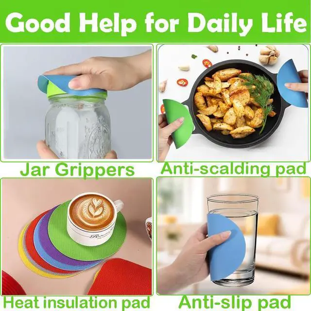Alt view image 3 of 5 - 6-Pack Rubber Jar Opener Bottle Gripper Pads | Non-Slip, Multi-function, Easy-Open Lids for Seniors, Arthritis & Weak Hands (Circle, 6-Pack)
