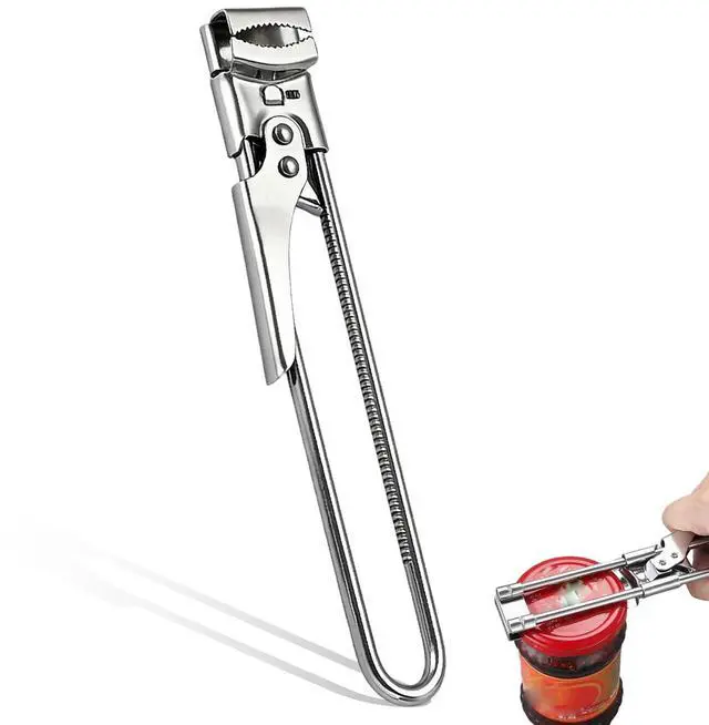 Main image of Adjustable Stainless Steel Jar Opener for Seniors & Weak Hands, Bottle Lid Opener Tool with Non-Slip Grip, Easy Manual Canning Jar Cap Cracker Openers for Jars, Tops, Cans. (1)