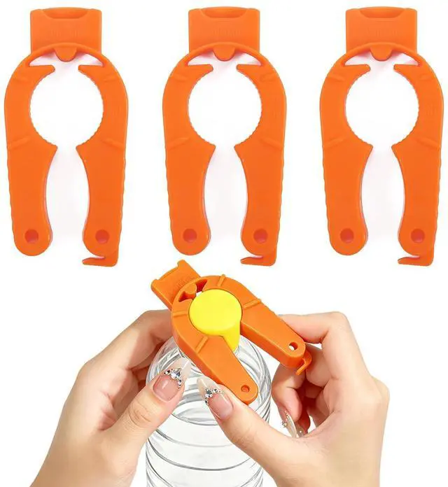 Main image of Water Bottle Opener, Bottle Openers for Seniors, 3-in-1, 3-Pack Orange | Bottle Cap Opener, Plastic Bottle Opener, Magnetic, Ergonomic Grip, Lightweight, for Arthritis & Weak Hands, 3-Pack Orange