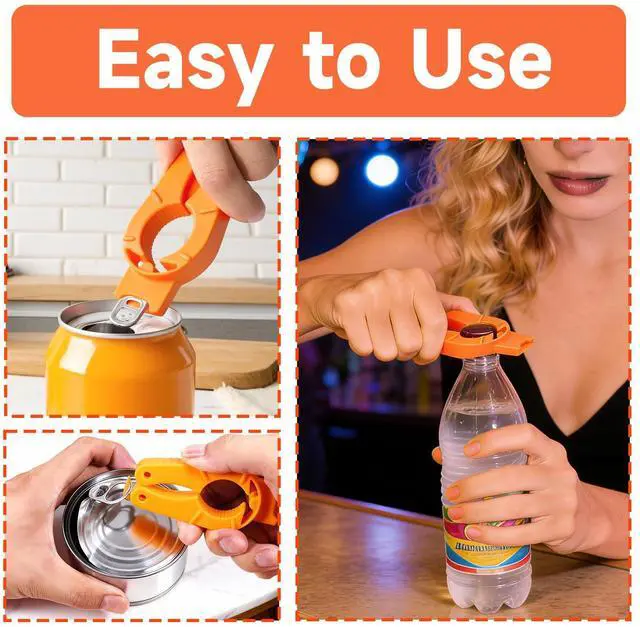 Alt view image 6 of 6 - Water Bottle Opener, Bottle Openers for Seniors, 3-in-1, 3-Pack Orange | Bottle Cap Opener, Plastic Bottle Opener, Magnetic, Ergonomic Grip, Lightweight, for Arthritis & Weak Hands, 3-Pack Orange