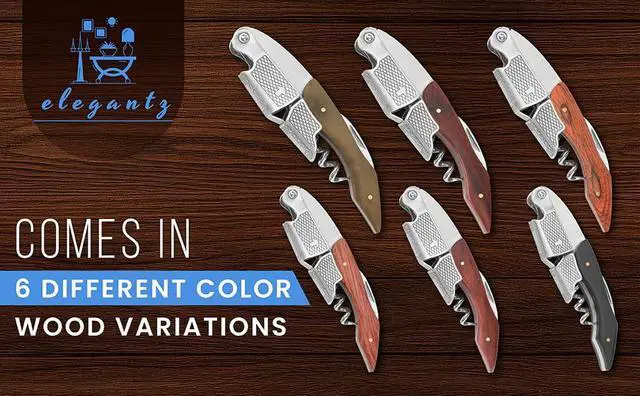 Alt view image 4 of 7 - Wine Bottle Opener Set Premium Corkscrew with Foil Cutter & Beer Bottle Opener Ergonomic Wooden Handle for Smooth Cork Removal Sommelier Accessories Gift for Wine Lovers
