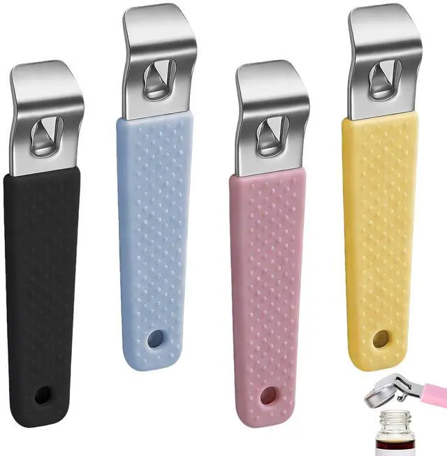 Main image of 4 Pcs Vial Opener,Versatile Stainless Steel Oral Liquid Decappers, | With A Non-Slip Silicone Protective Cover,For Opening Oral Liquid Bottle Caps,