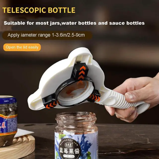 Alt view image 3 of 6 - 4-in-1 Multi-Functional Retractable Jar & Bottle Opener, Adjustable Stainless Steel Jar Opener for Seniors & Arthritis Sufferers,Suitable for 1''-3.5'' Jars, Bottles, Cans,Beer Caps (Purple)