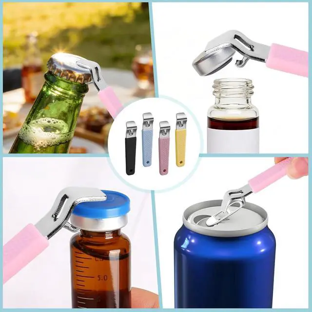 Alt view image 5 of 6 - 4 Pcs Vial Opener,Versatile Stainless Steel Oral Liquid Decappers, | With A Non-Slip Silicone Protective Cover,For Opening Oral Liquid Bottle Caps,
