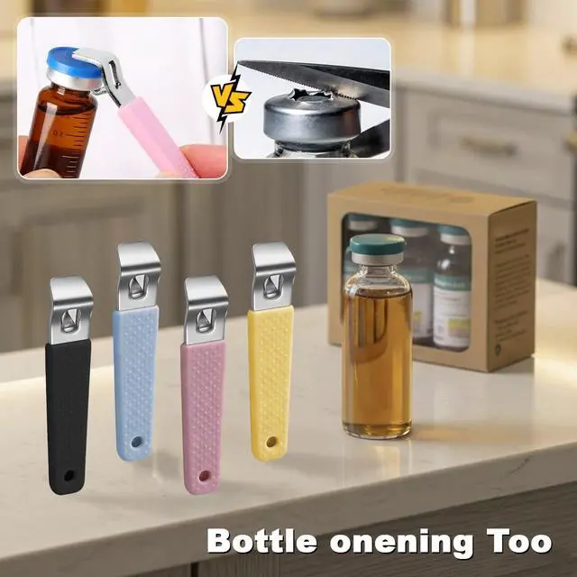 Alt view image 4 of 6 - 4 Pcs Vial Opener,Versatile Stainless Steel Oral Liquid Decappers, | With A Non-Slip Silicone Protective Cover,For Opening Oral Liquid Bottle Caps,