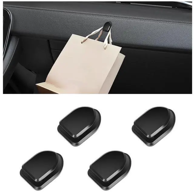Main image of 4PCS Car Dashboard Mini Hooks, Strong Self Adhesive Vehicle Hanging Hooks Stick on Dashboard, Multifuntional Sticky Hook Backseat Hanger for Key Mask Earphone Charging Cable