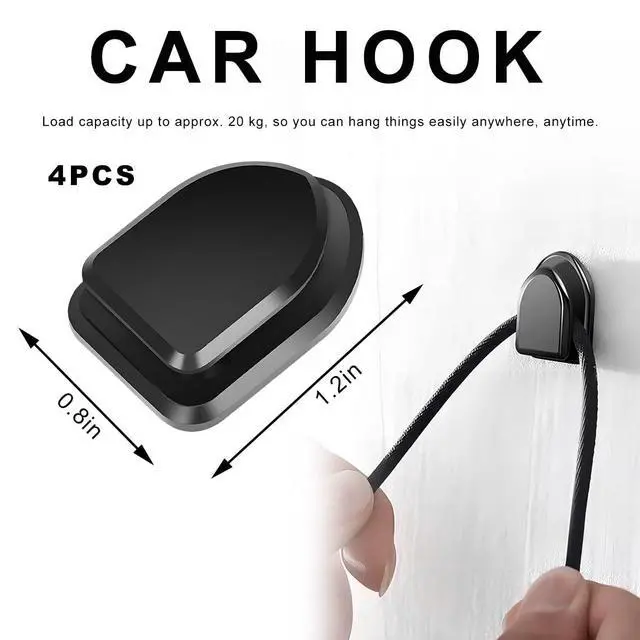 Alt view image 2 of 6 - 4PCS Car Dashboard Mini Hooks, Strong Self Adhesive Vehicle Hanging Hooks Stick on Dashboard, Multifuntional Sticky Hook Backseat Hanger for Key Mask Earphone Charging Cable