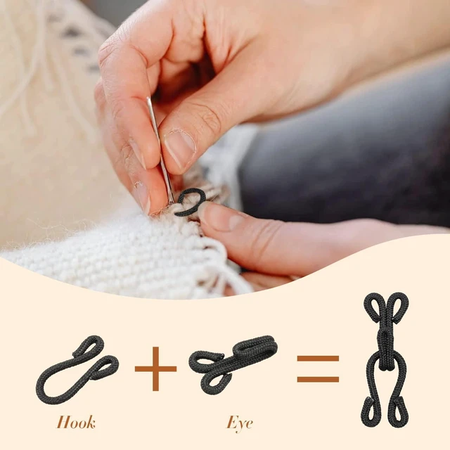 Alt view image 3 of 5 - 40 Set Extra-large Covered Sewing Hook and Eye Latch for Clothing, Large Hooks and Eyes Clasps for Sewing DIY Craft, Jackets, Fur Coat, Halloween Christmas Festival Costume, 2 Sizes, Black and White