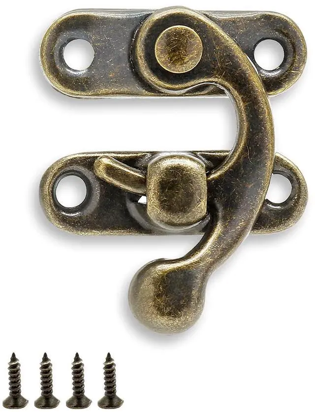 Main image of Antique Latch Hook, Bronze, 10 Pcs | Antique Jewelry Box Latch, Antique Right Latch Hook, With Screws, For Wood Jewelry Box Toolbox Suitcase Case