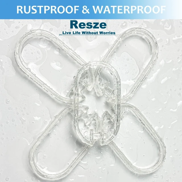 Alt view image 6 of 7 - 24 PCS Clear Shower Curtain Hooks with Fixed Locking Clips | Oval Anti-Slip Bath Rings,Durable Plastic Resin,Invisible Design,Rust Resistant Decorative Hooks for Bathroom,Kitchen,Bedroom