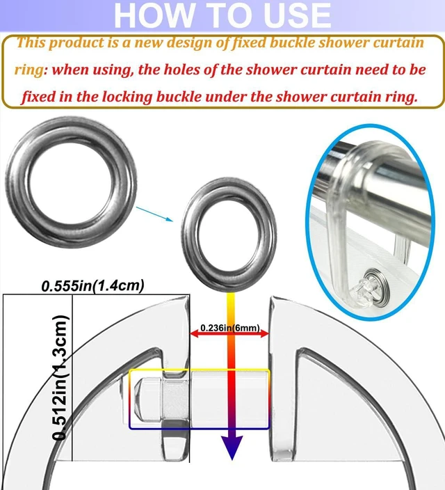 Alt view image 2 of 7 - 24 PCS Clear Shower Curtain Hooks with Fixed Locking Clips | Oval Anti-Slip Bath Rings,Durable Plastic Resin,Invisible Design,Rust Resistant Decorative Hooks for Bathroom,Kitchen,Bedroom
