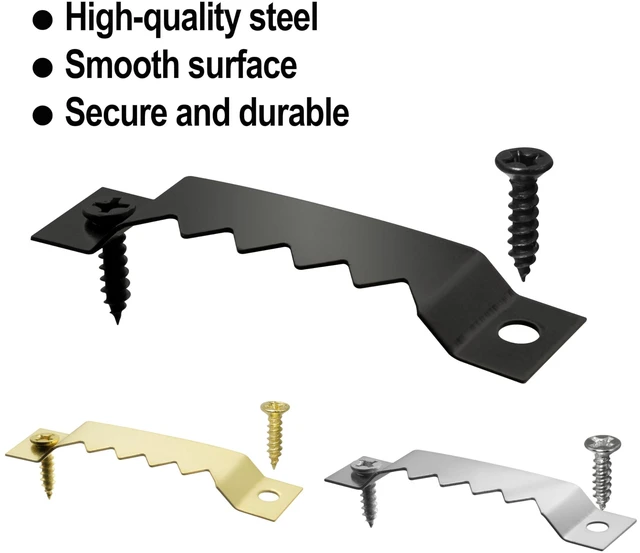 Alt view image 4 of 6 - Large Sawtooth Picture Frame Hangers with Screws - 30 Pack, Supports 50 Ibs, Picture Hanging Hooks for Hanging Photo Frames Canvas Artwork Paintings