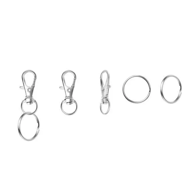Alt view image 7 of 7 - 50pcs Swivel Snap Hooks with Split Key Rings Metal Silver Lobster Claw Trigger Clasps for Keychain Clip Lanyard Bag Purse Tag Jewelry Making Crafts Length 1.26inch(32mm) Inside Width 0.39inch(10mm)