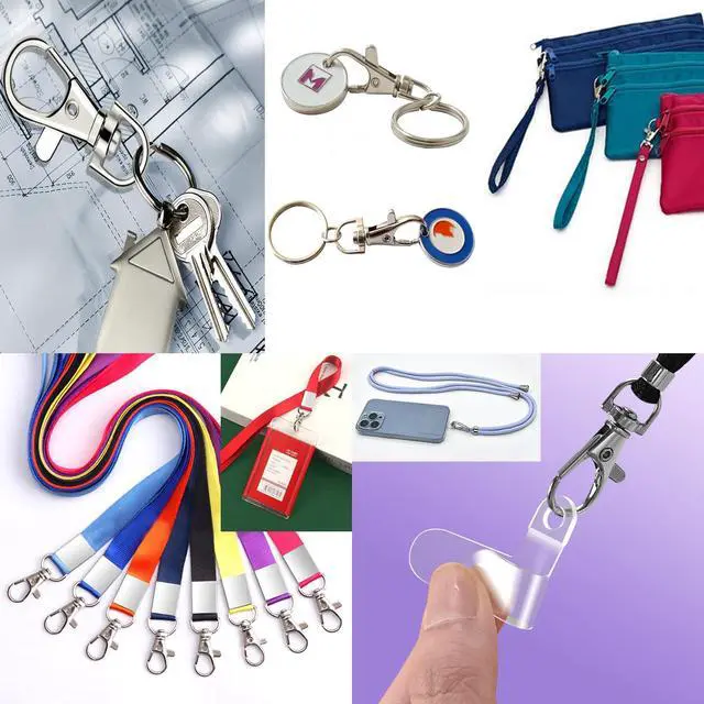Alt view image 6 of 7 - 50pcs Swivel Snap Hooks with Split Key Rings Metal Silver Lobster Claw Trigger Clasps for Keychain Clip Lanyard Bag Purse Tag Jewelry Making Crafts Length 1.26inch(32mm) Inside Width 0.39inch(10mm)