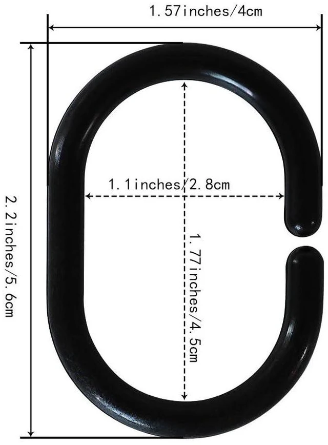 Alt view image 3 of 5 - Plastic Shower Curtain Hooks C Shape Shower Curtain Rings for Bathroom Shower Rod Window Curtains Hanger (Black, 12pack)