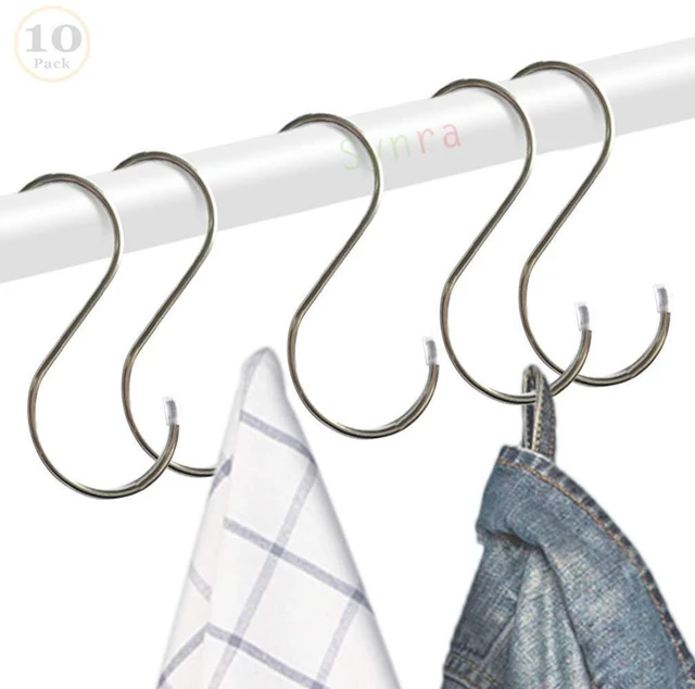 Alt view image 3 of 7 - S-Shaped Metal Hooks, Space Saver, Organize Pots, Pans, and Utensils, Ideal for Bird Feeders and Chimes, Stainless Steel, 10 Pcs