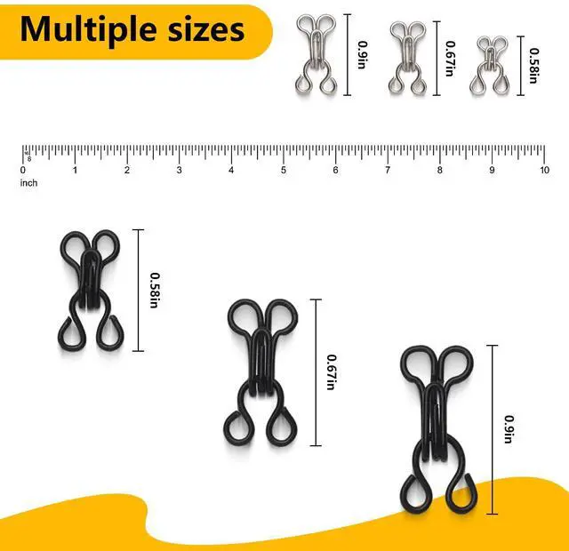 Alt view image 2 of 7 - 72 Pairs Hook and Eye Sewing Kit Black and Silver Bra Hooks Replacement in Multiple Sizes, Ideal for DIY Clothing Repairs, Underwear Alteration, and Home Sewing, with Storage Box