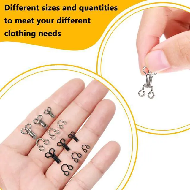 Alt view image 5 of 7 - 72 Pairs Hook and Eye Sewing Kit Black and Silver Bra Hooks Replacement in Multiple Sizes, Ideal for DIY Clothing Repairs, Underwear Alteration, and Home Sewing, with Storage Box