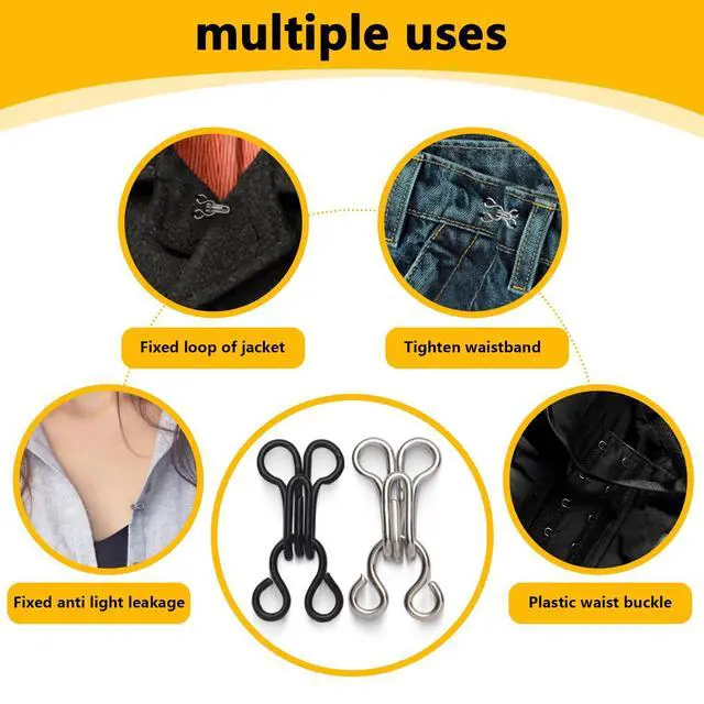 Alt view image 7 of 7 - 72 Pairs Hook and Eye Sewing Kit Black and Silver Bra Hooks Replacement in Multiple Sizes, Ideal for DIY Clothing Repairs, Underwear Alteration, and Home Sewing, with Storage Box