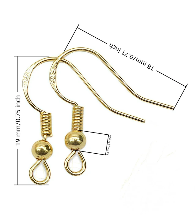 Alt view image 2 of 7 - 5 Pairs 925 Flat French Hook and Ear Buckles, Crafted with Delicate Polishing with Backs Fish Hook Ear Wire for Jewelry Making DIY Ear Post Supplies - Gold