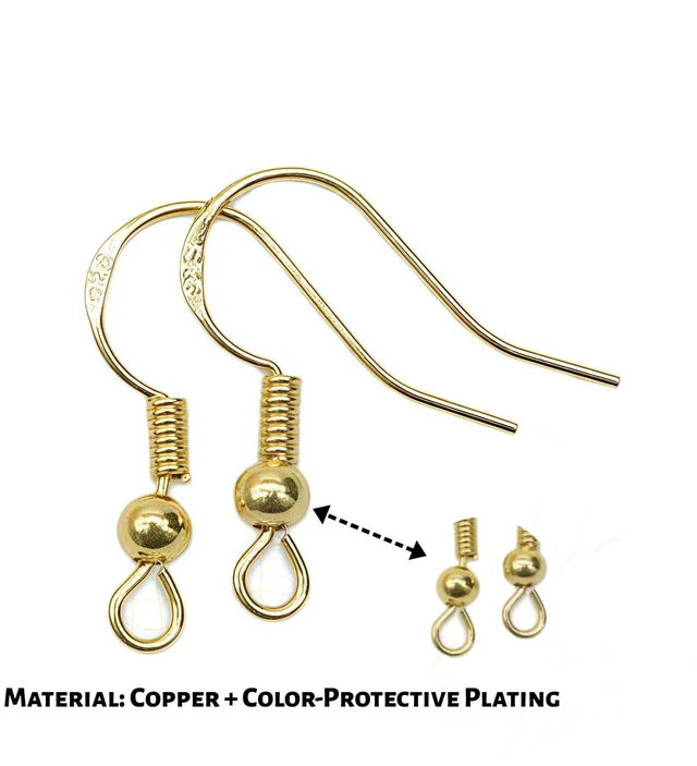 Alt view image 3 of 7 - 5 Pairs 925 Flat French Hook and Ear Buckles, Crafted with Delicate Polishing with Backs Fish Hook Ear Wire for Jewelry Making DIY Ear Post Supplies - Gold