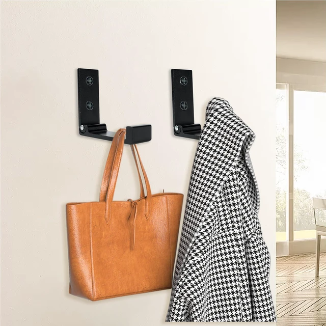 Alt view image 2 of 7 - Folding Coat Hook, 2PCS Folding Wall Hooks,Metal Coat Towel Hooks,Black